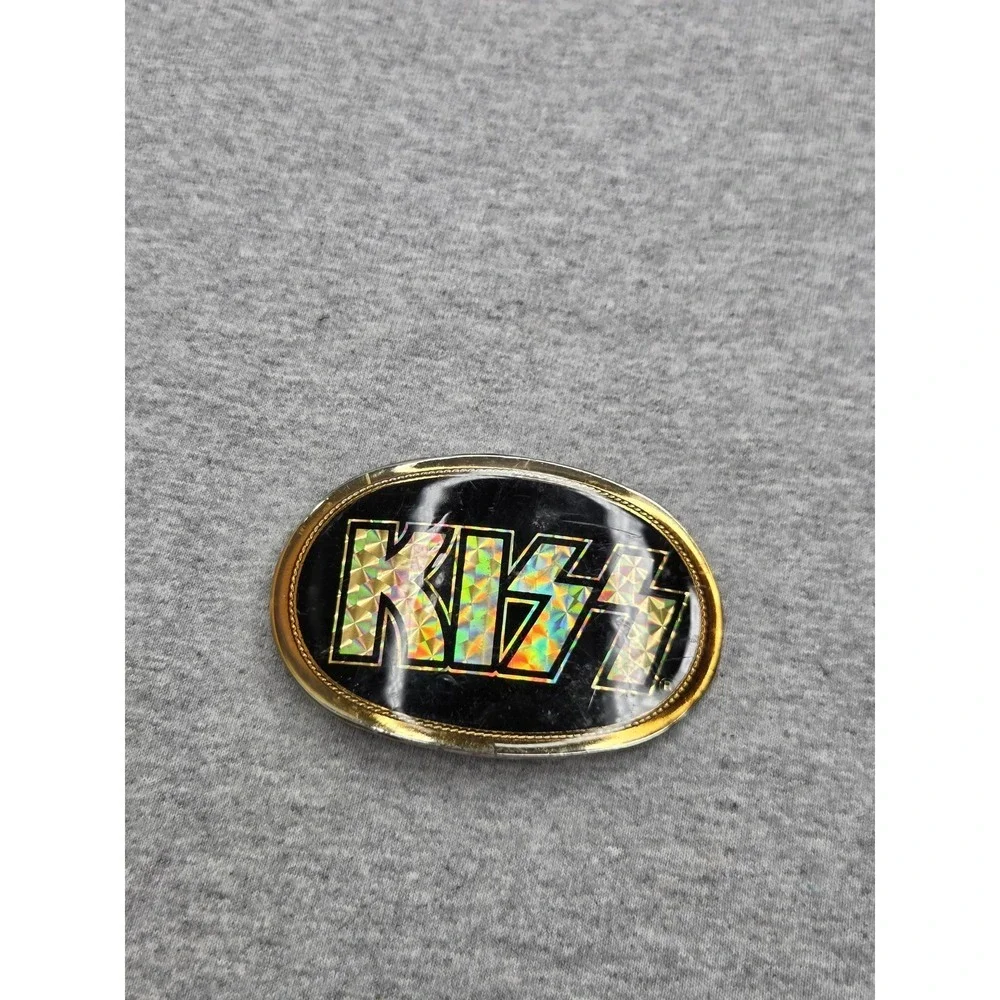 Vintage Rare 1978 KISS Band Gold Prism Large Logo Belt Buckle Rock Music